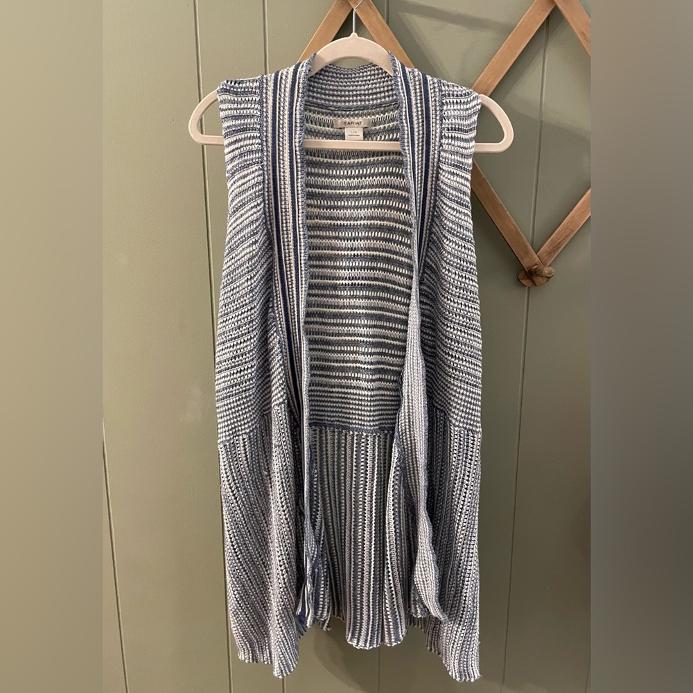 Striped Sleeveless Cardigan